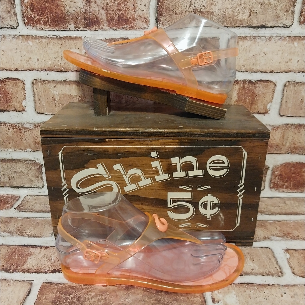 Pre-owned Worn 1x Coach Natalee Jelly Thong Sandals